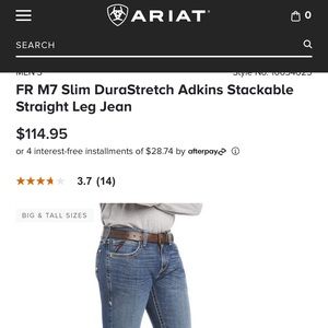 New Ariat Slim Dura Stretch Straight Leg Jean
